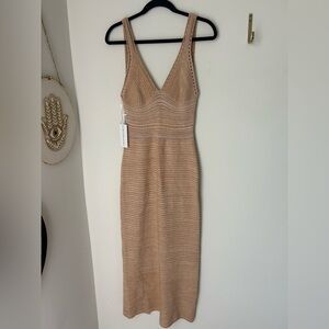 Viral Torn by Ronny Kobo Tan Open Back Maxi Dress